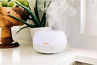 Crane Portable Ultrasonic Travel Humidifier and Diffuser, 0.2 Gallon Cool Mist, Optional Essential Oil Diffuser, No Filter Needed, White Round