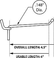 Azar Displays All-Wire Galvanized Pegboard and Slatwall Hooks, 50-Pack