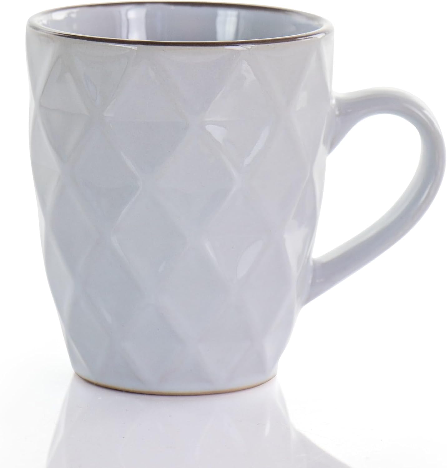 Elama Diamond Waves 6-Piece Stoneware Mug Set, 12 oz, Assorted Colors