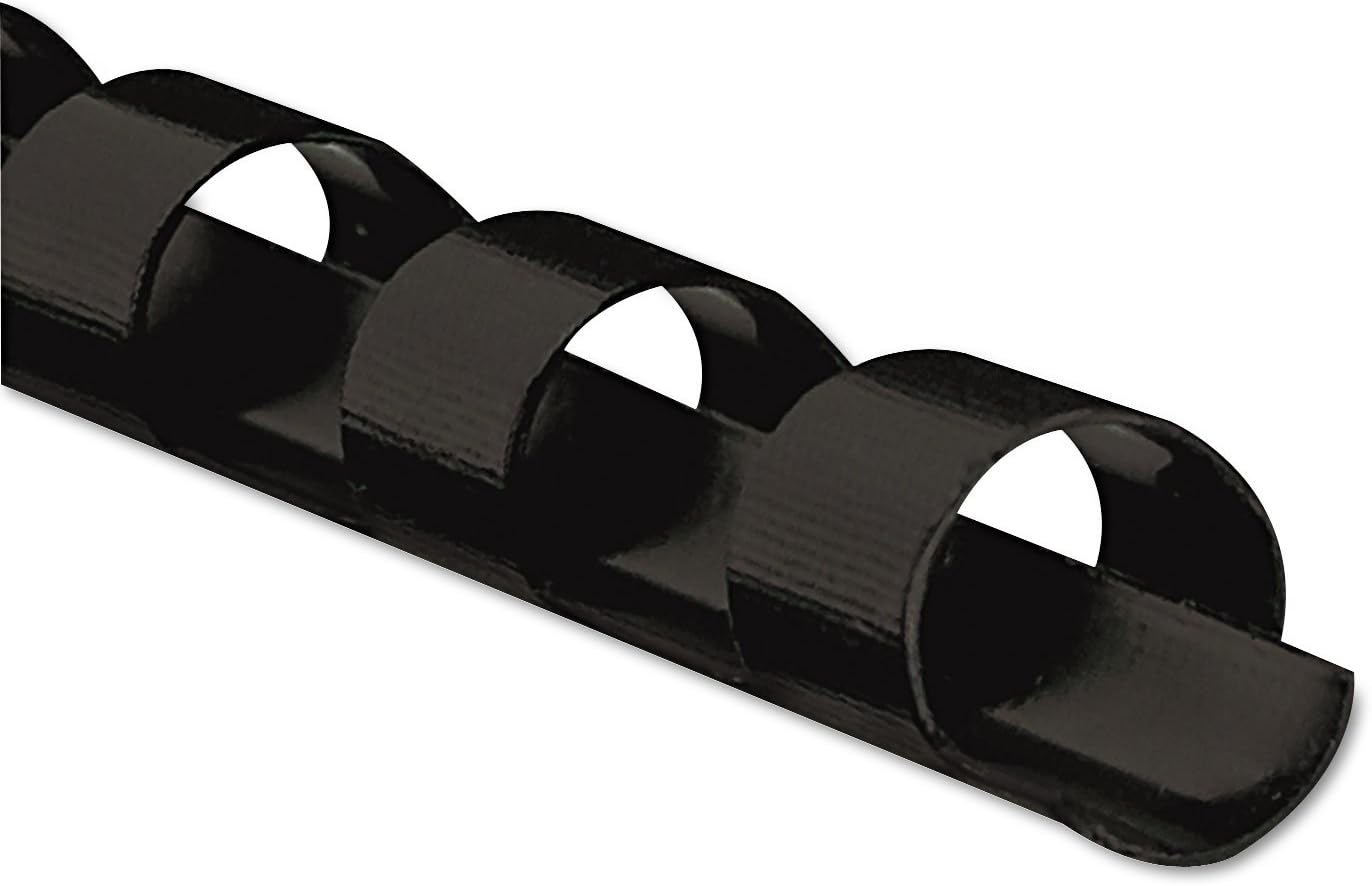 Fellowes 19-Ring Plastic Comb Binding, 0.3in x 10.8in x 0.3in, Black, Pack Of 25