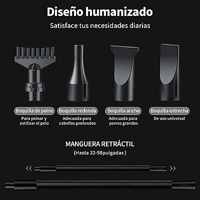 Soplador para Mascotas de 2000W, Secador de Pelo Canino con 4 Boquillas Soplador para Mascotas de 2000W, Secador de Pelo Canino con 4 Boquillas