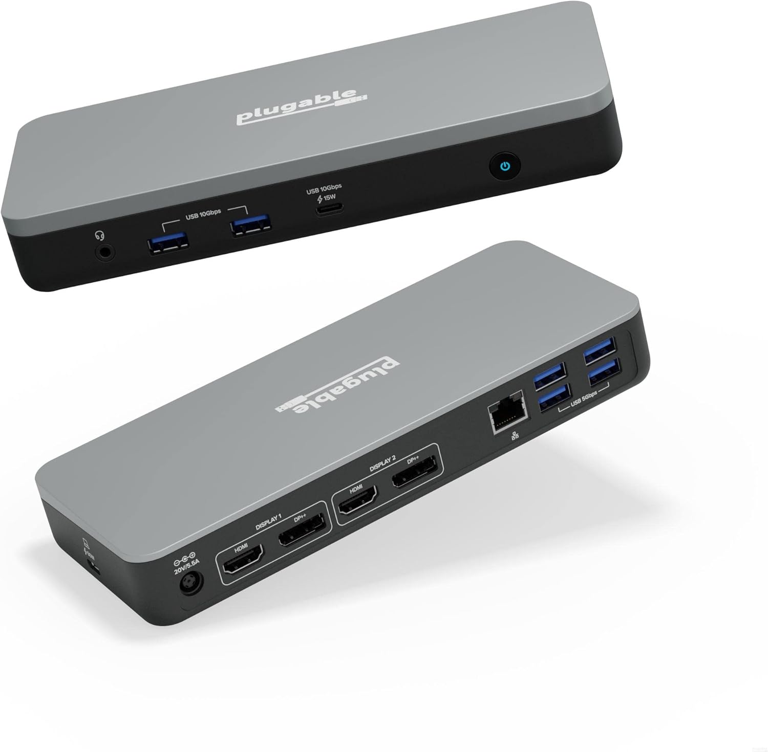 Plugable 12-in-1 Dual 4K USB C Docking Station, Works With Chromebook Certified, Driverless 60W Charging Dock