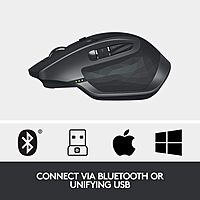 Logitech MX Master 2S Wireless Mouse, Multi-Device, Bluetooth or 2.4GHz Wireless with USB Unifying Receiver, 4000 DPI Any Surface Tracking, 7 Buttons, Fast Rechargeable, Laptop/PC/Mac/iPad - Graphite