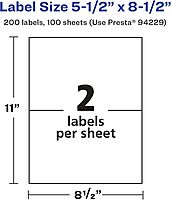 AVERY Glossy White Rectangle Labels, 5.5" x 8.5", Permanent Adhesive, Laser/Inkjet Printable