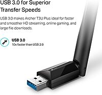TP-Link USB WiFi Adapter for Desktop PC, AC1300 USB 3.0 Wireless Dual Band Network Adapter with High Gain Antenna(Archer T3U