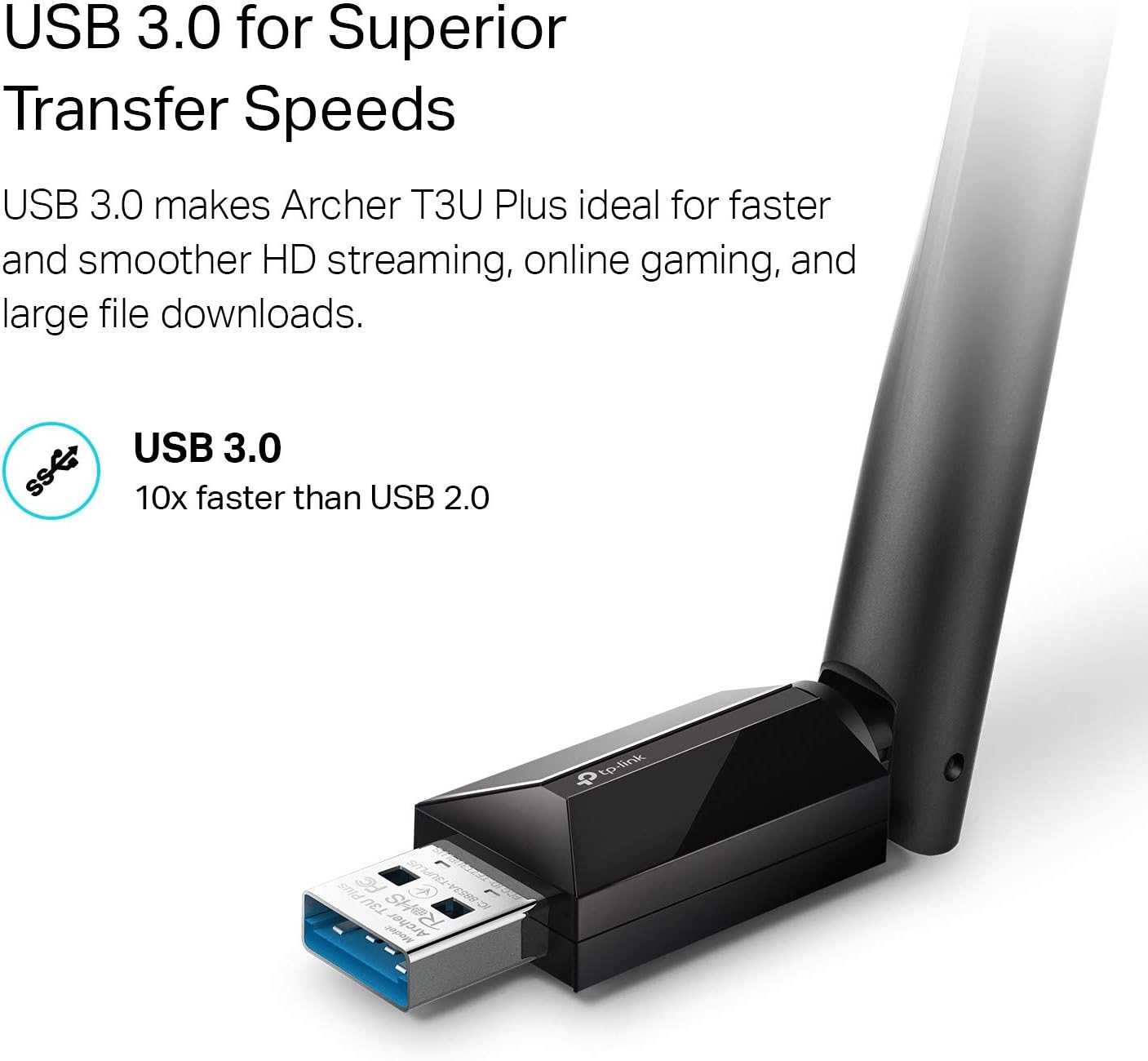 TP-Link USB WiFi Adapter for Desktop PC, AC1300 USB 3.0 Wireless Dual Band Network Adapter with High Gain Antenna(Archer T3U