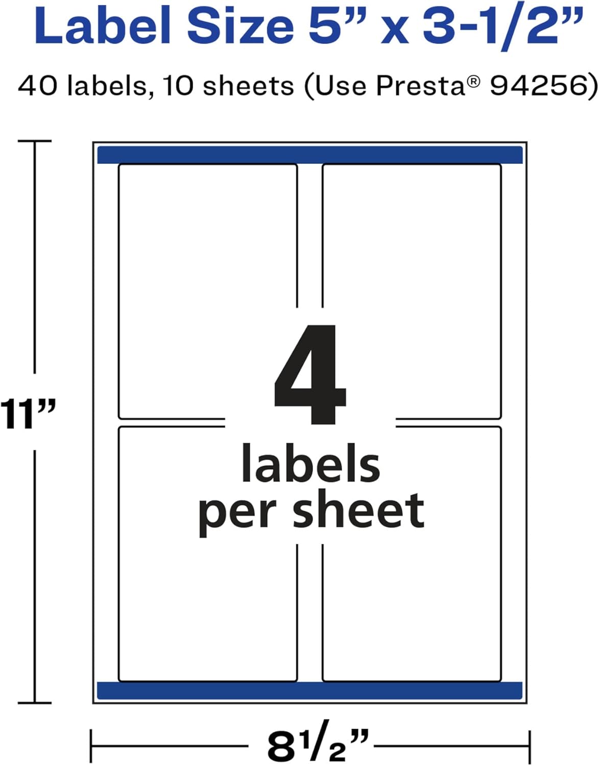 Avery Glossy White Rectangle Labels, Sure Feed Technology, 5" x 3.5", 40 Glossy White Labels, Permanent Adhesive