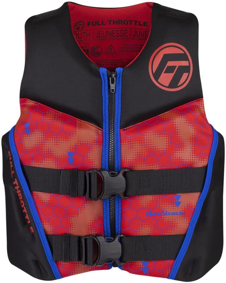 Full Throttle Youth Rapid-Dry Flex-Back Life Jacket - Red/Black