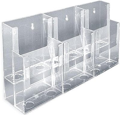 AZAR DISPLAYS 2-Tier Tri-Fold Brochure Counter Display, Clear Acrylic