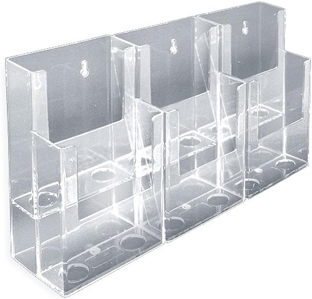 AZAR DISPLAYS 2-Tier Tri-Fold Brochure Counter Display, Clear Acrylic
