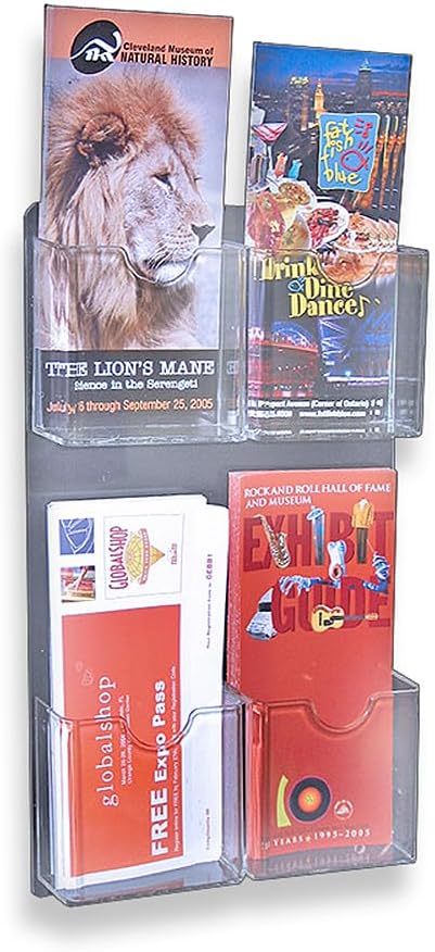 Azar Displays Wall-Mount Brochure Holders, Acrylic, Pack of 2
