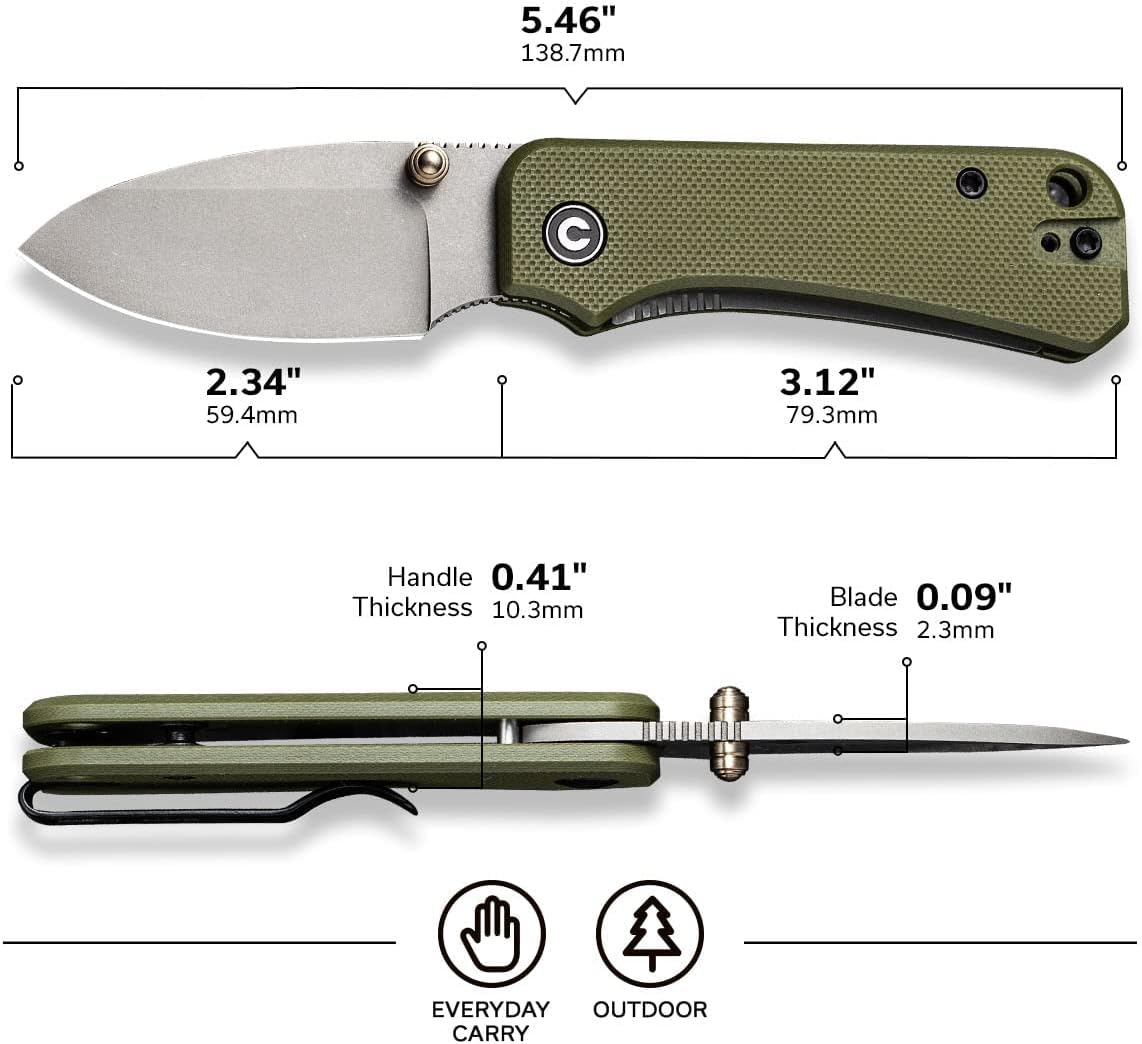 CIVIVI Baby Banter Pocket Folding Knife for EDC, 2.34" Nitro-V Blade