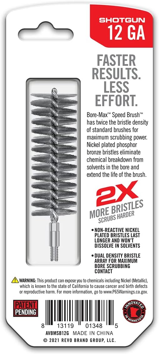 Real Avid Bore-Max Bore Brush, Nickel-Plated Bronze Barrel Brush with Stainless Steel Handle