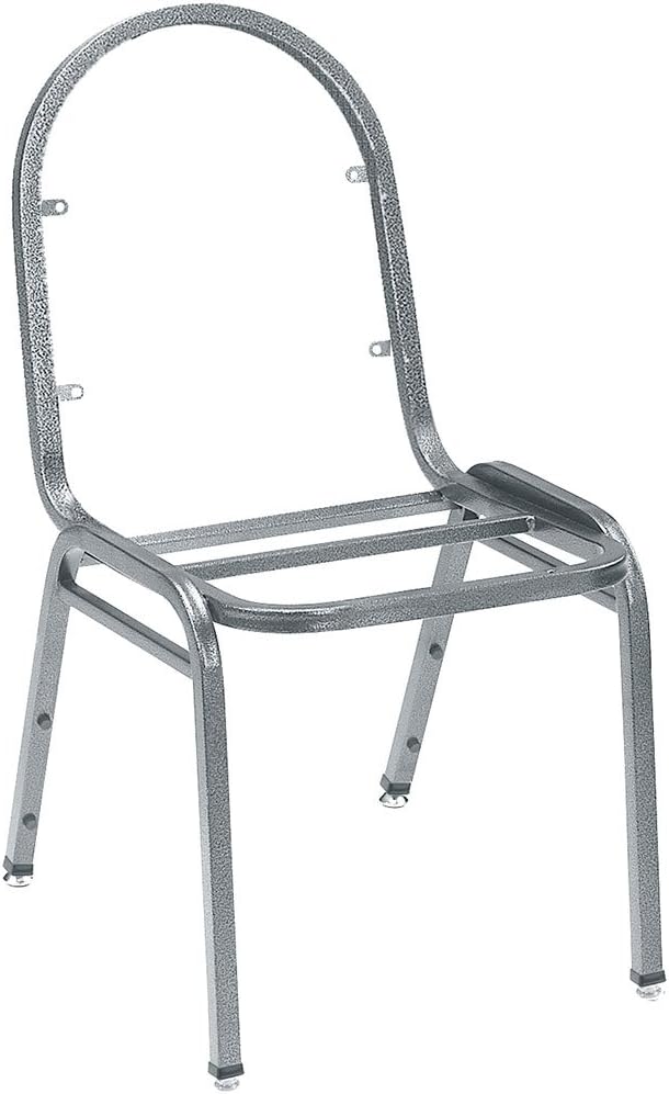 National Public Seating Dome Vinyl Upholstered Padded Stack Chair Panther Black, Silvervein