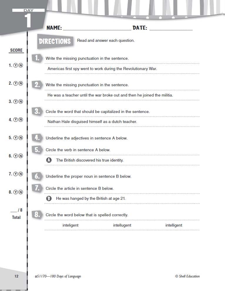 Shell Education 180 Days of Language for Fifth Grade (180 Days of Practice)