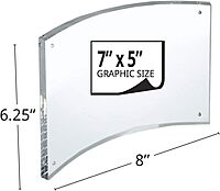 Azar Displays Curved Magnetic Acrylic Sign Holders, 5in x 7in, Clear, Pack Of 2 Holders