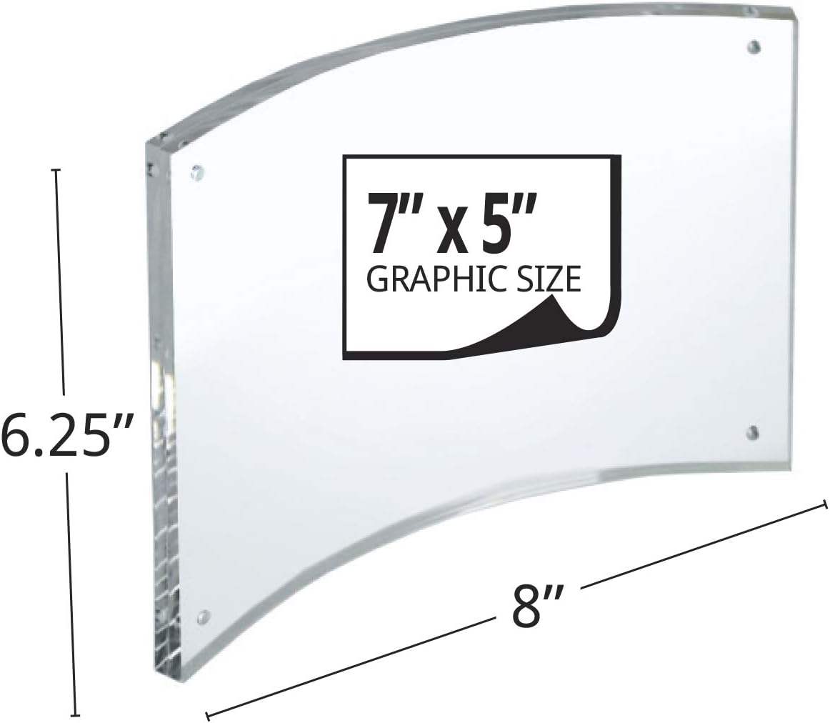 Azar Displays Curved Magnetic Acrylic Sign Holders, 5in x 7in, Clear, Pack Of 2 Holders
