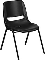 Flash Furniture HERCULES Series 440 lb. Capacity Kid's Black Ergonomic Shell Stack Chair with Black Frame and 14" Seat Height Black Plastic/Black Frame Set of 1