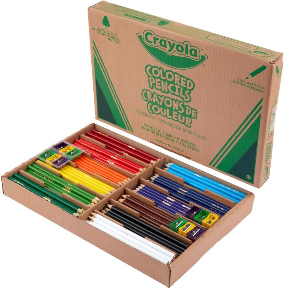 Crayola Colored Pencils Classpack (240ct), Must Have Classroom Supplies for Teachers, Bulk Colored Pencils for School