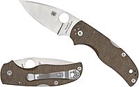 Spyderco Native 5 Folding Knife - CPM Cru-Wear Tool Steel Blade and Brown Canvas Micarta Handle - PlainEdge - C41MPCW5