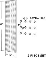 Azar Displays 1-Sided Pegboard Wall Panels, 60inH x 16-1/8inW x 7/8inD, Black, Pack Of 2 Panels