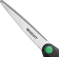 Westcott KleenEarth 8in Scissors, 70% Recycled, Pointed, Black