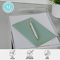 Martha Stewart Brody Acrylic Letter Tray, Letter Organizer Desk Tray, File Organizer Tray for Magazines, Folders, Notebooks, Desk Accessories, 12.75" x 8.75", Clear