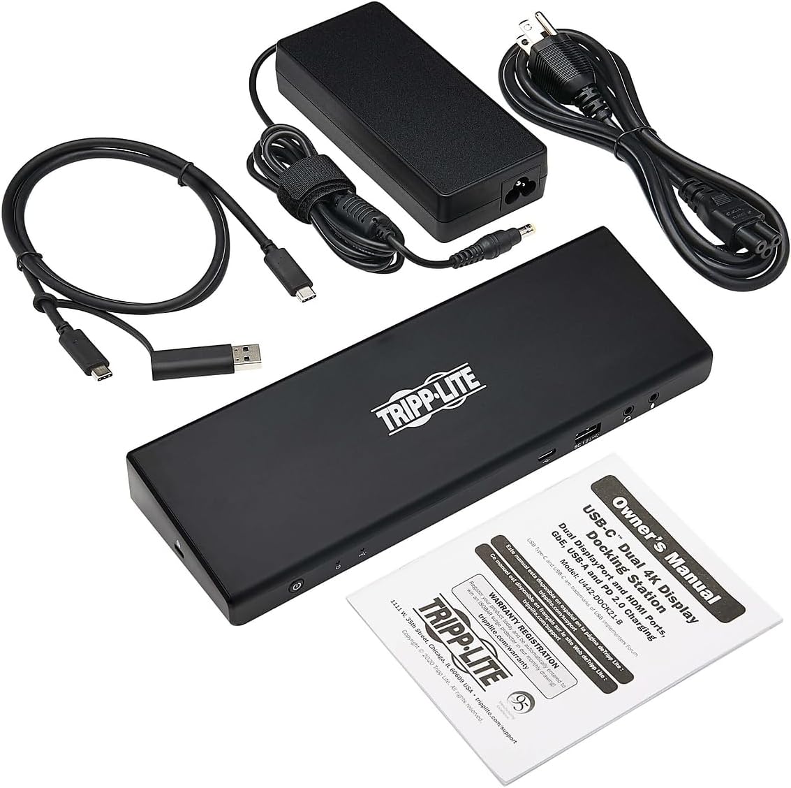 Tripp Lite USB-C Docking Station, 14 Port USB C Dock for Dual Display, 5K 60 Hz DisplayPort DP, 4K 60 Hz HDMI, USB 3.2 Gen 1