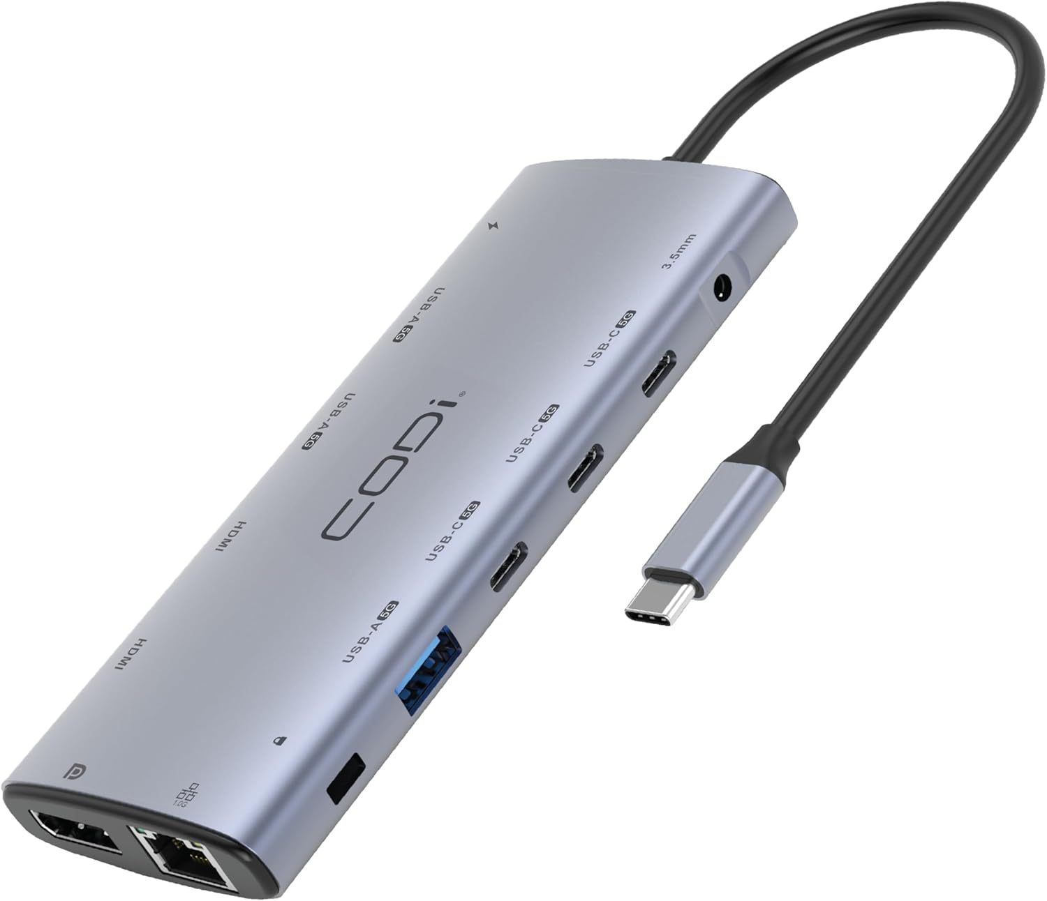 CODi 12-in-1 Multi-Port USB-C Hub | Dual HDMI, DisplayPort, USB-A, USB-C, Ethernet, and Power Delivery