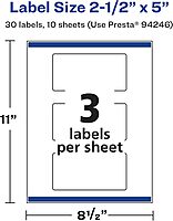 Avery Glossy White Rectangle Labels, Sure Feed Technology, 2.5" x 5", Print-to-The-Edge, Permanent Adhesive, Laser/Inkjet Printable