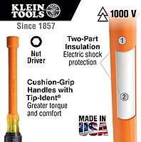 Klein Tools Insulated Cushion-Grip Hollow-Shank Nut Driver