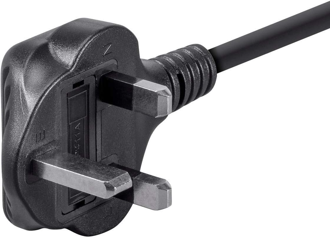 Monoprice Power Cord - 6 Feet - Black | BS 1363 (UK) to IEC 60320 C13, 18AWG, 5A/1250W, 250V, 3-Prong, Fused