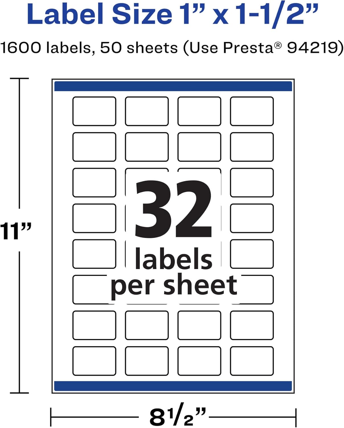 Avery Matte White Rectangle Labels, Sure Feed Technology, 1" x 1.5"