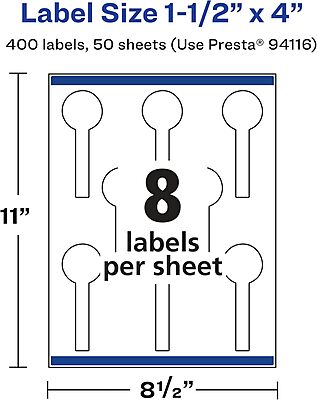 Avery Glossy Clear Lollipop Labels, Sure Feed Technology, 1.5" x 4", Print-to-The-Edge, Laser/Inkjet Printable
