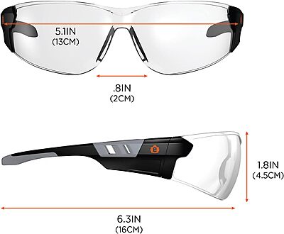 Ergodyne - 59103 Skullerz SAGA Frameless Safety Glasses, Anti Fog Clear Lens Matte Black (Pack of 2) Matte Black Frame, Clear Lens Anti-Fog Clear Lens (Pack of 2)