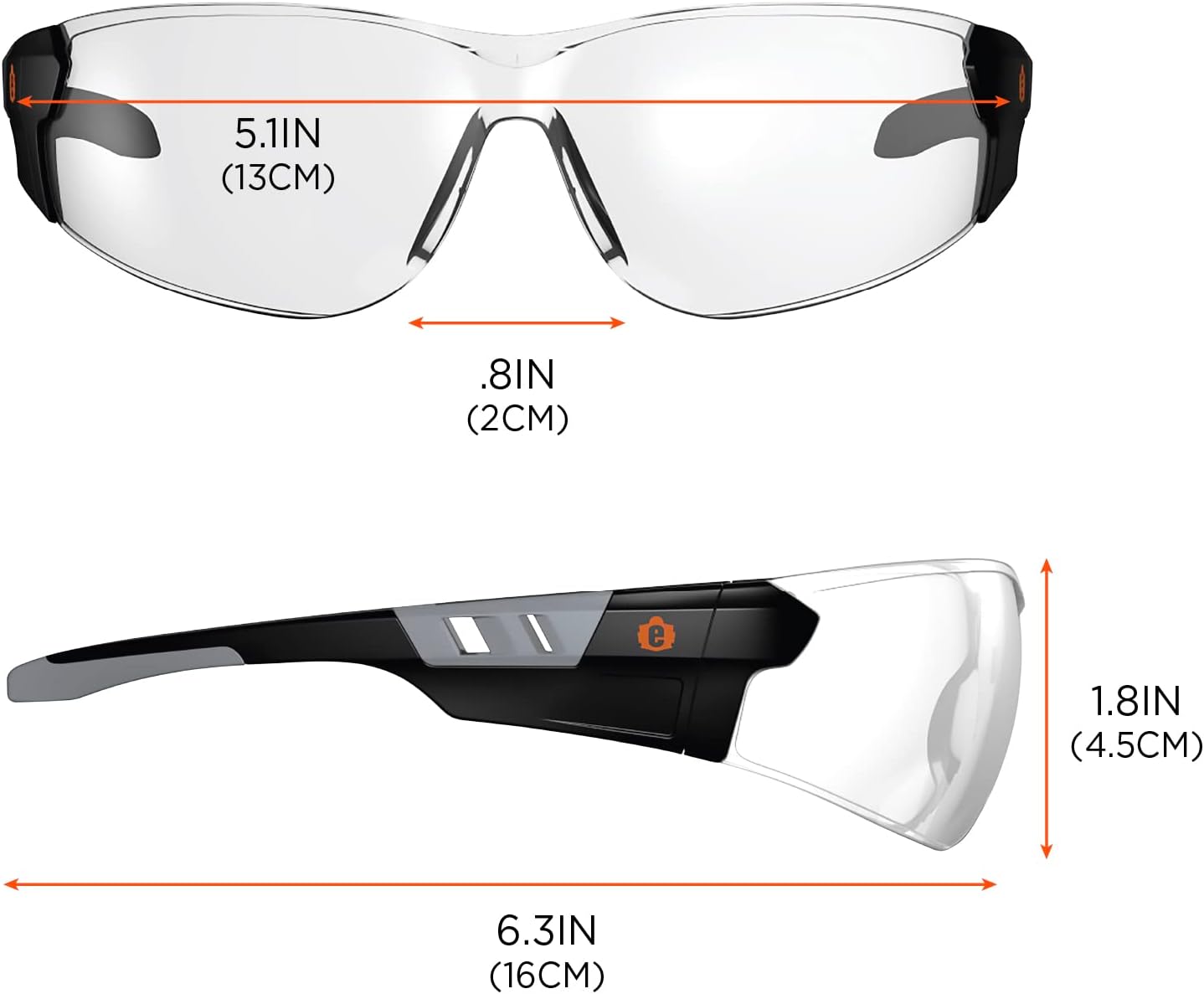 Ergodyne - 59103 Skullerz SAGA Frameless Safety Glasses, Anti Fog Clear Lens Matte Black (Pack of 2) Matte Black Frame