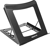 Laptop Stand for Desk Adjustable Height - Black Solid Steel Laptop Riser | 5 Adjustable Heights | Properly Positions Head