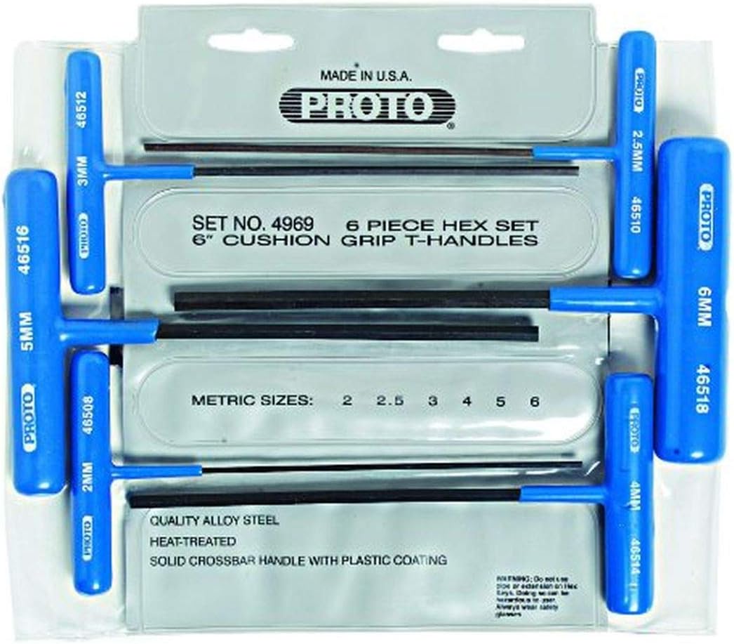 Proto Stanley J4969 Metric T-Handle Hex Key Set, 6-Piece