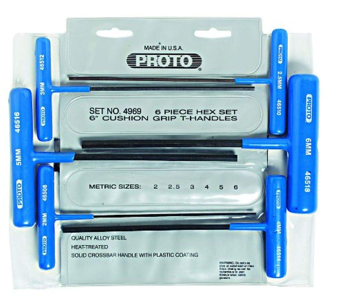 Proto Stanley J4969 Metric T-Handle Hex Key Set, 6-Piece