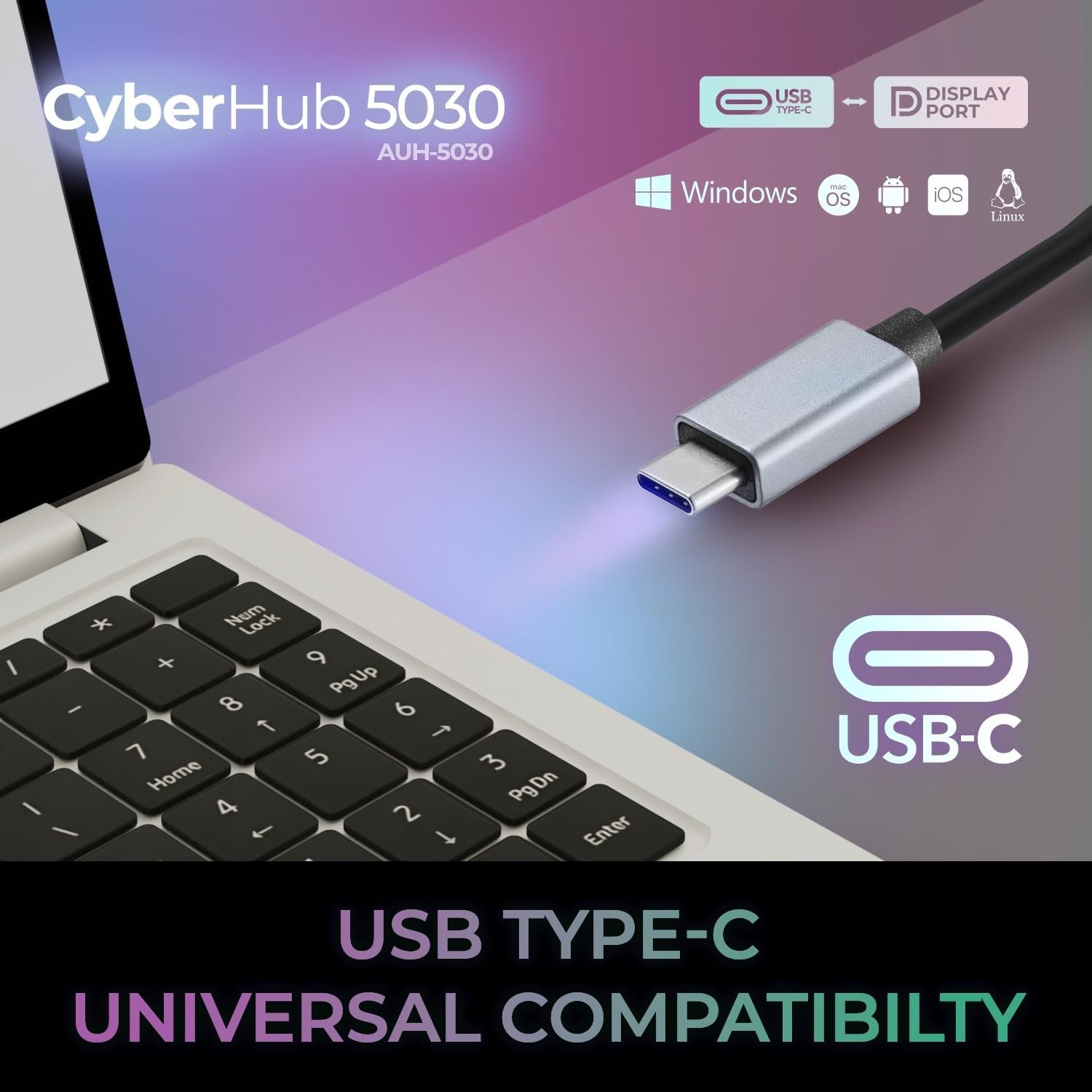 USB C to DisplayPort Adapter for Home Office (4K@60Hz), Aluminum Portable USB C Adapter for MacBook Pro, Air, iPad Pro