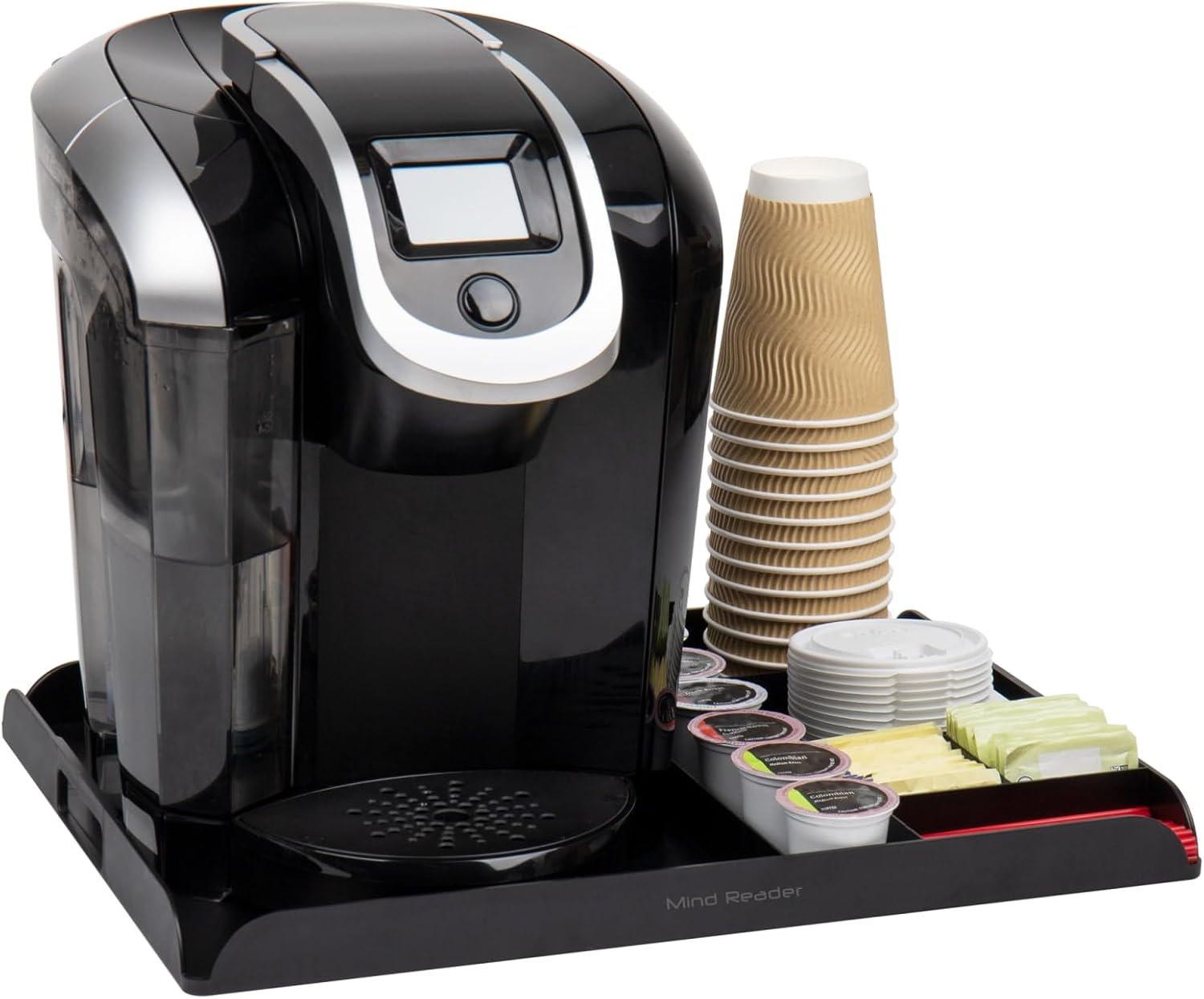 Mind Reader Coffee Station Serving Tray, 7 Pod Capacity Countertop Organizer, Storage, 17.5" L x 13.25" W x 1.25" H, Single