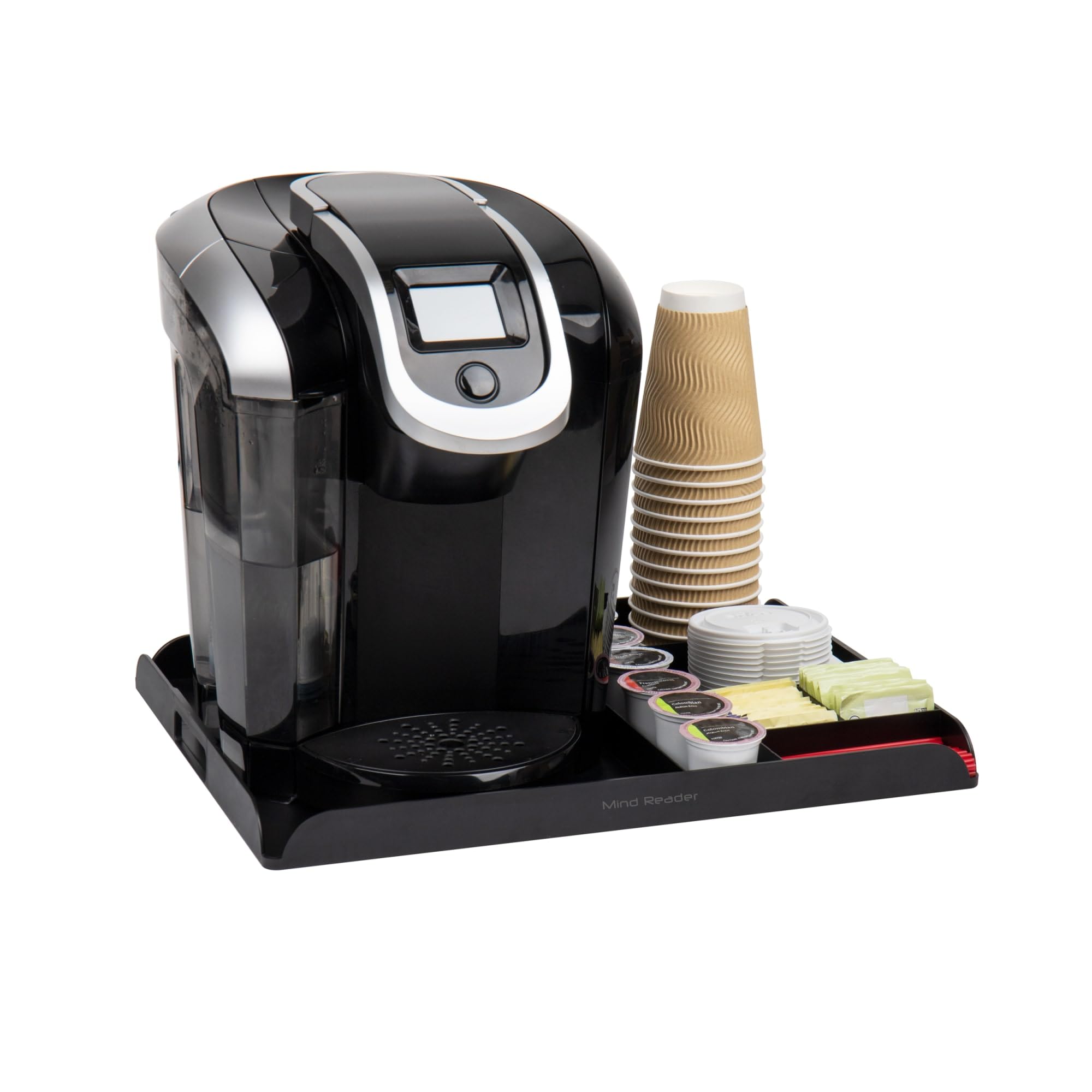 Mind Reader Coffee Station Serving Tray, 7 Pod Capacity Countertop Organizer, Storage, 17.5" L x 13.25" W x 1.25" H, Single
