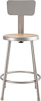 National Public Seating Steel Stool with 24" Hardboard Seat and Backrest, Grey