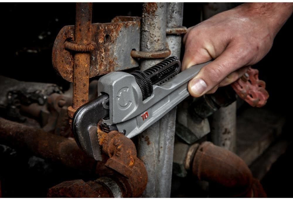 Crescent 10" Aluminum Slim Jaw Pipe Wrench - MRO & Plumbing Wrench with Slim Jaw Design - Premium Hand Tool - 10"- CAPW10S