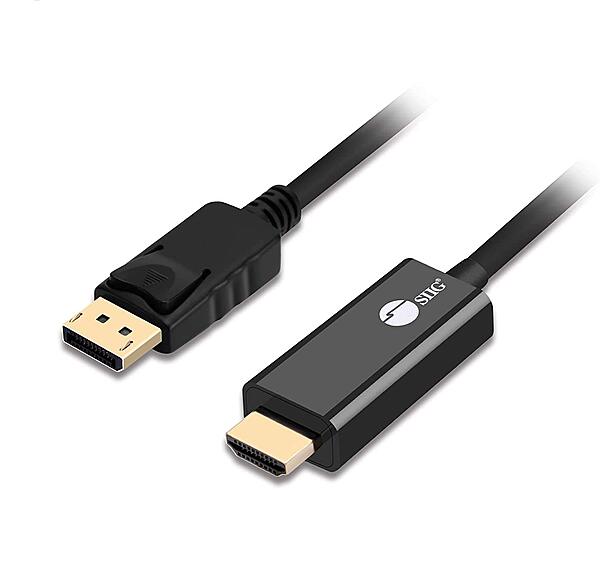 SIIG DisplayPort 1.2 to HDMI 1.4 Cable 4K @30Hz - DP to HDMI Male to Male Adapter - HDCP - 10 Feet