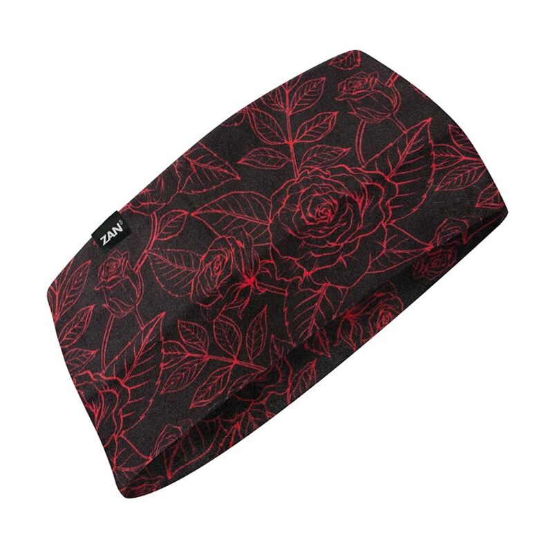 Zanheadgear® Headband SportFlex® Series Black & Red Roses