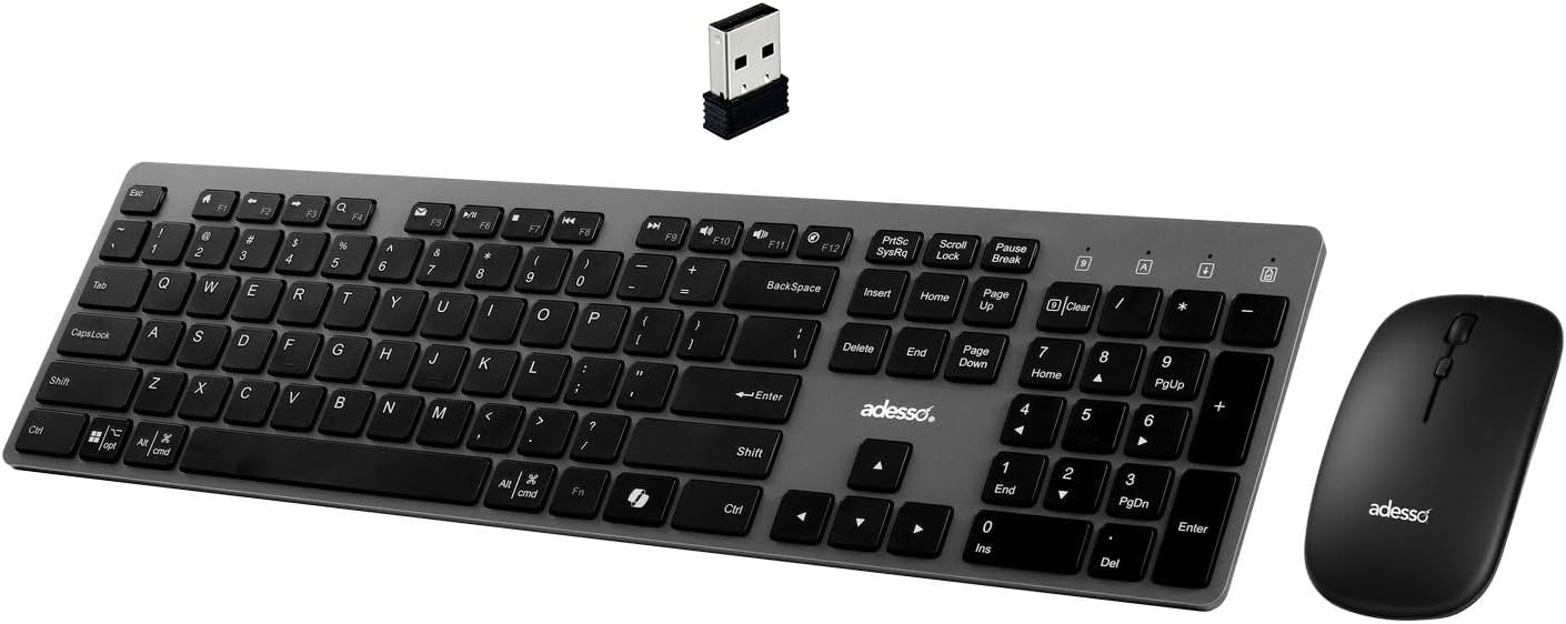 Wireless Scissor Switch Keyboard and Mouse Combo with Copilot AI Hotkey - Multi-OS Compatible for Mac, Quiet Switches