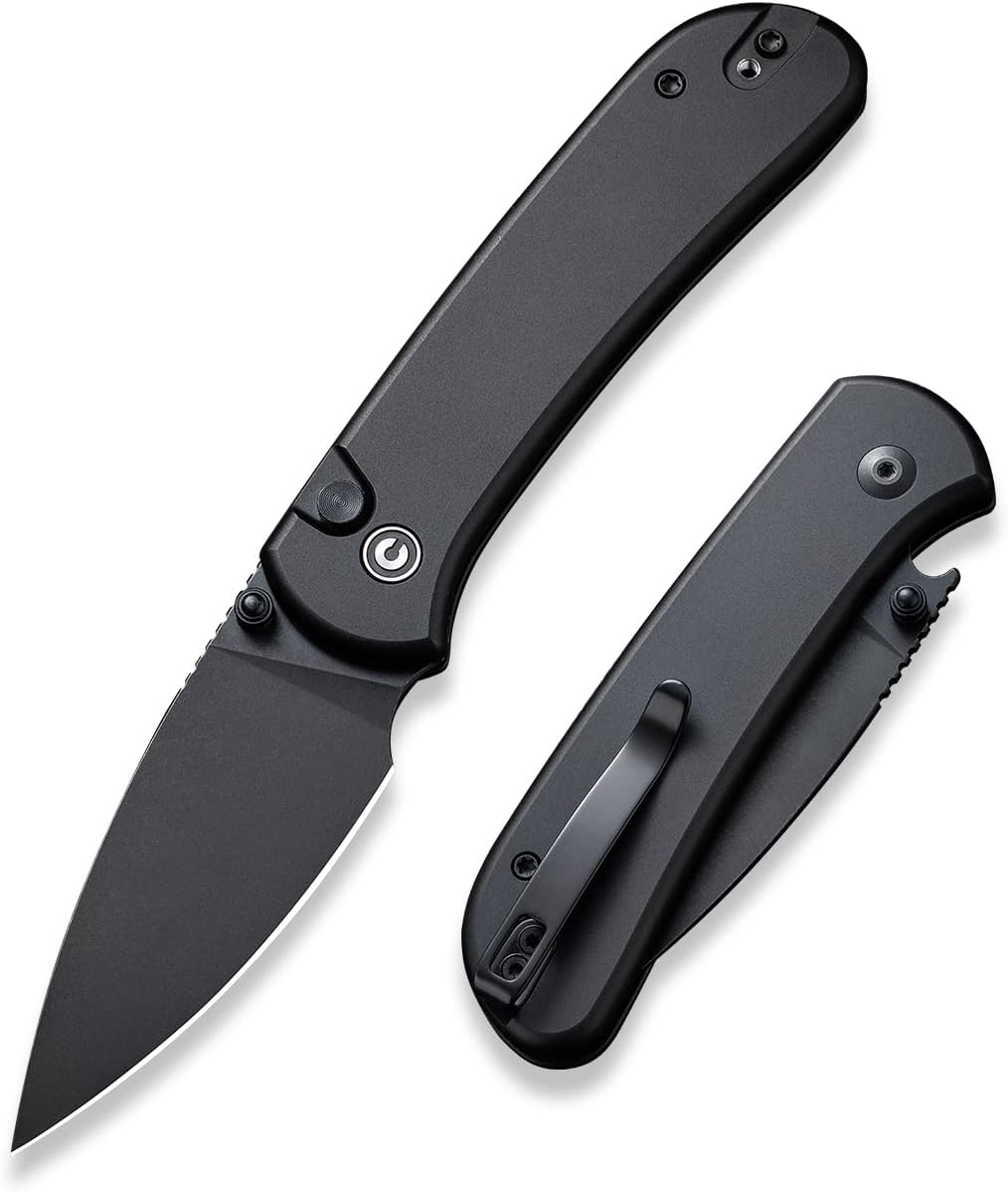 CIVIVI Qubit Pocket Folding Knife, Button Lock & Thumb Stud, 2.98" Blade, Aluminum Handle