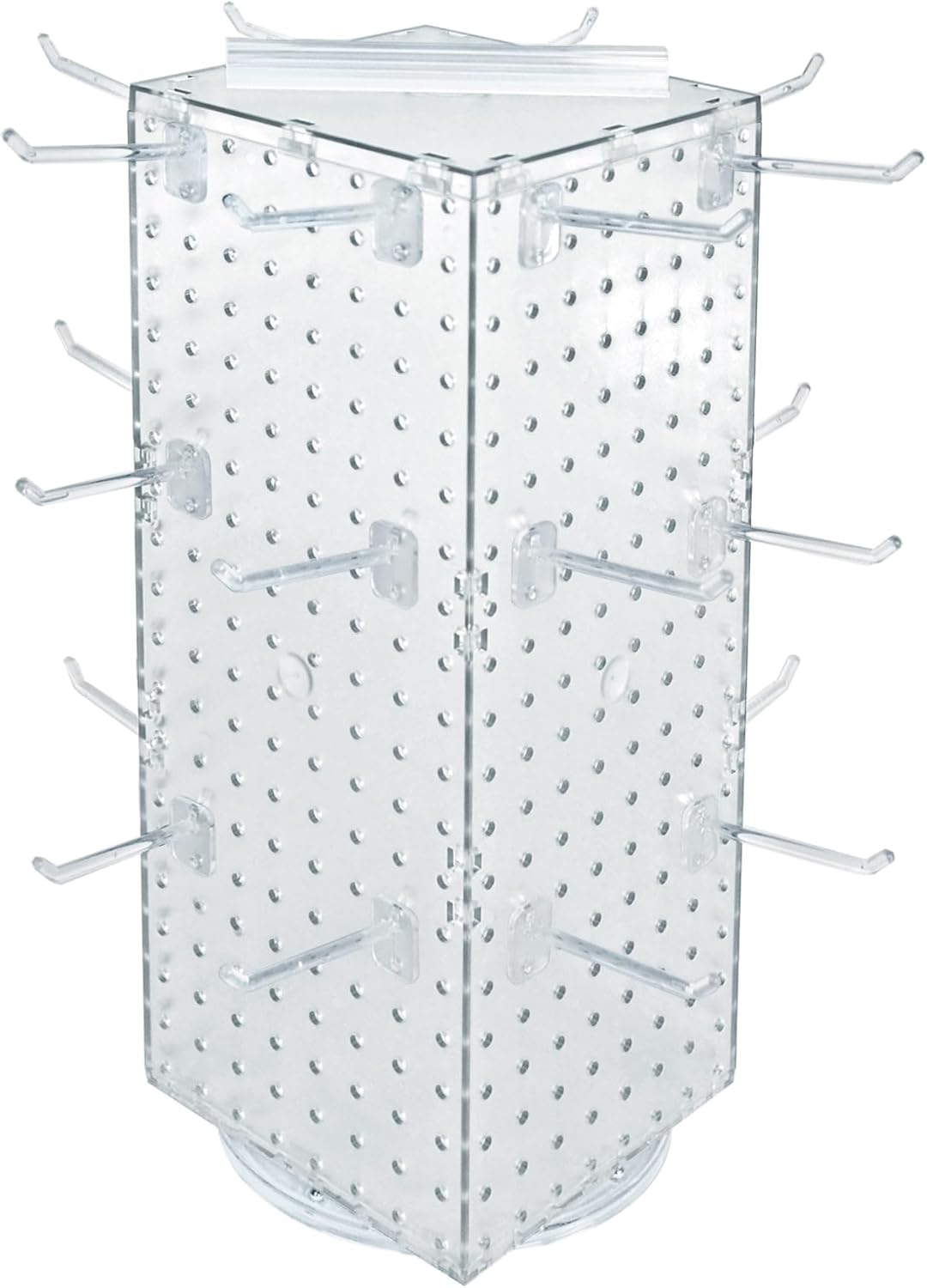 Azar Displays Four-Sided Revolving 8" W x 20" H Counter Pegboard Display with 24 Hooks