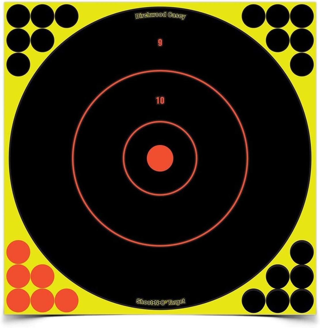 BIRCHWOOD CASEY Shoot-N-C 12" Bull's-Eye Reactive Self-Adhesive Targets with Repair Pasters